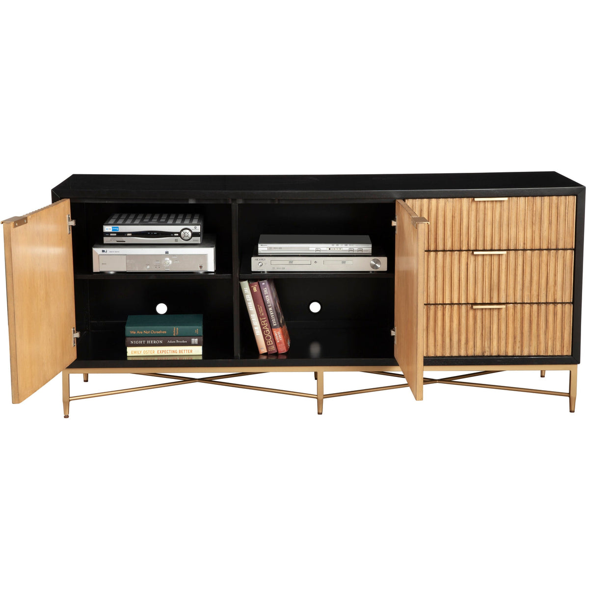 Larsen Solid Wood TV Console with Gold Hardware and Dovetail Drawers – view 17
