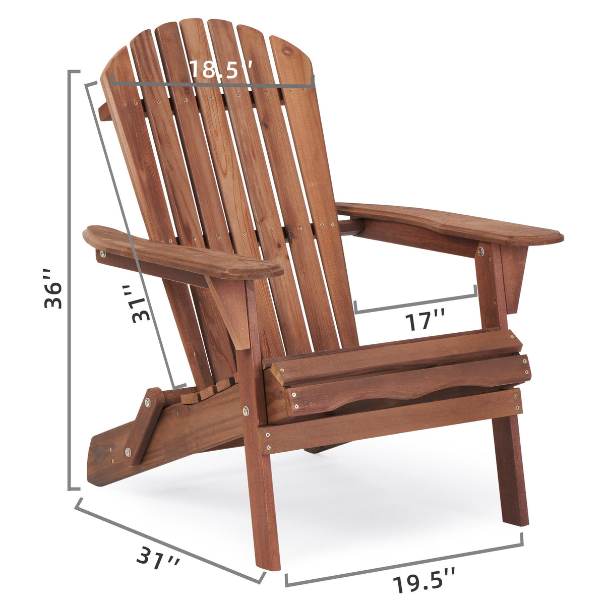 Hemlock Wood Folding Adirondack Chair Set of 2, Natural Finish – view 3