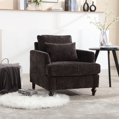 Mid Century Modern Tufted Armchair with Solid Wood Frame – view 11