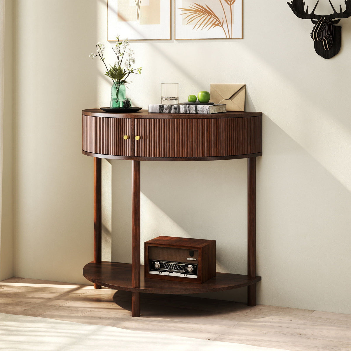 Demi Lune Half-Moon Console Table with 2 Storage Drawers – view 8