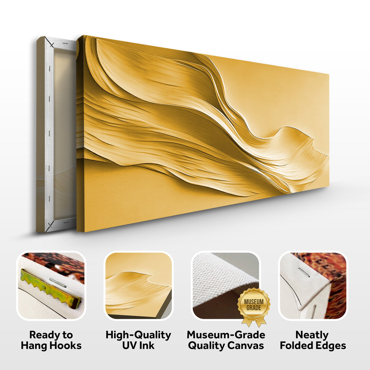 Gold Minimalist Canvas Wall Art II, Wide Gallery Wrapped – view 8