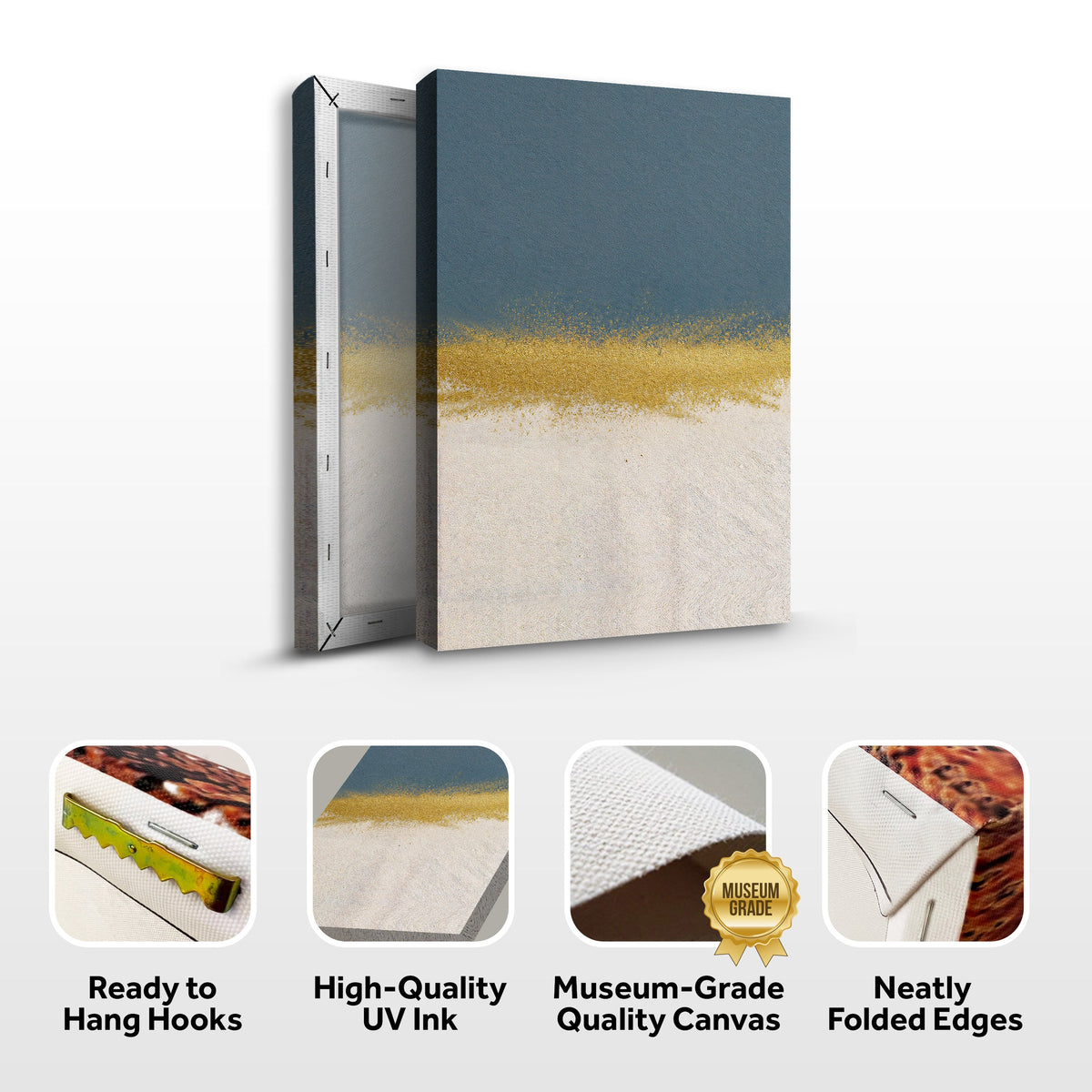 Minimalist Blue and Gold Canvas Wall Art, Gallery Wrapped – view 8