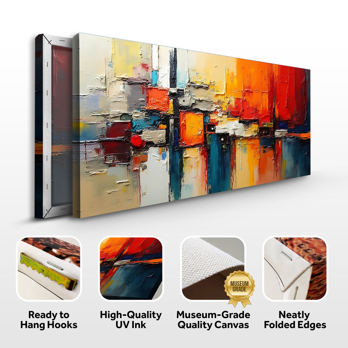 Colorful Abstract Canvas Wall Art II, Wide Gallery Wrapped – view 8