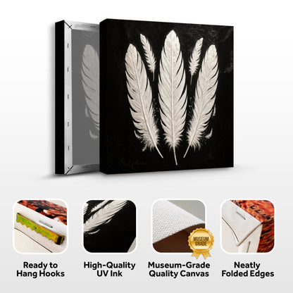 Minimalist Monochrome Feather Canvas Wall Art, Gallery Wrapped – view 8