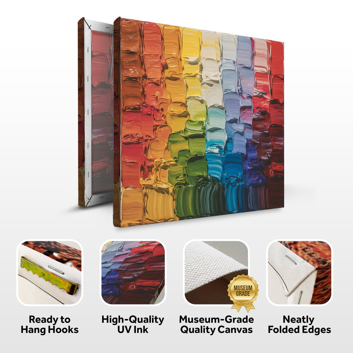 Chroma Flow Abstract Square Canvas Wall Art, Gallery Wrapped – view 8