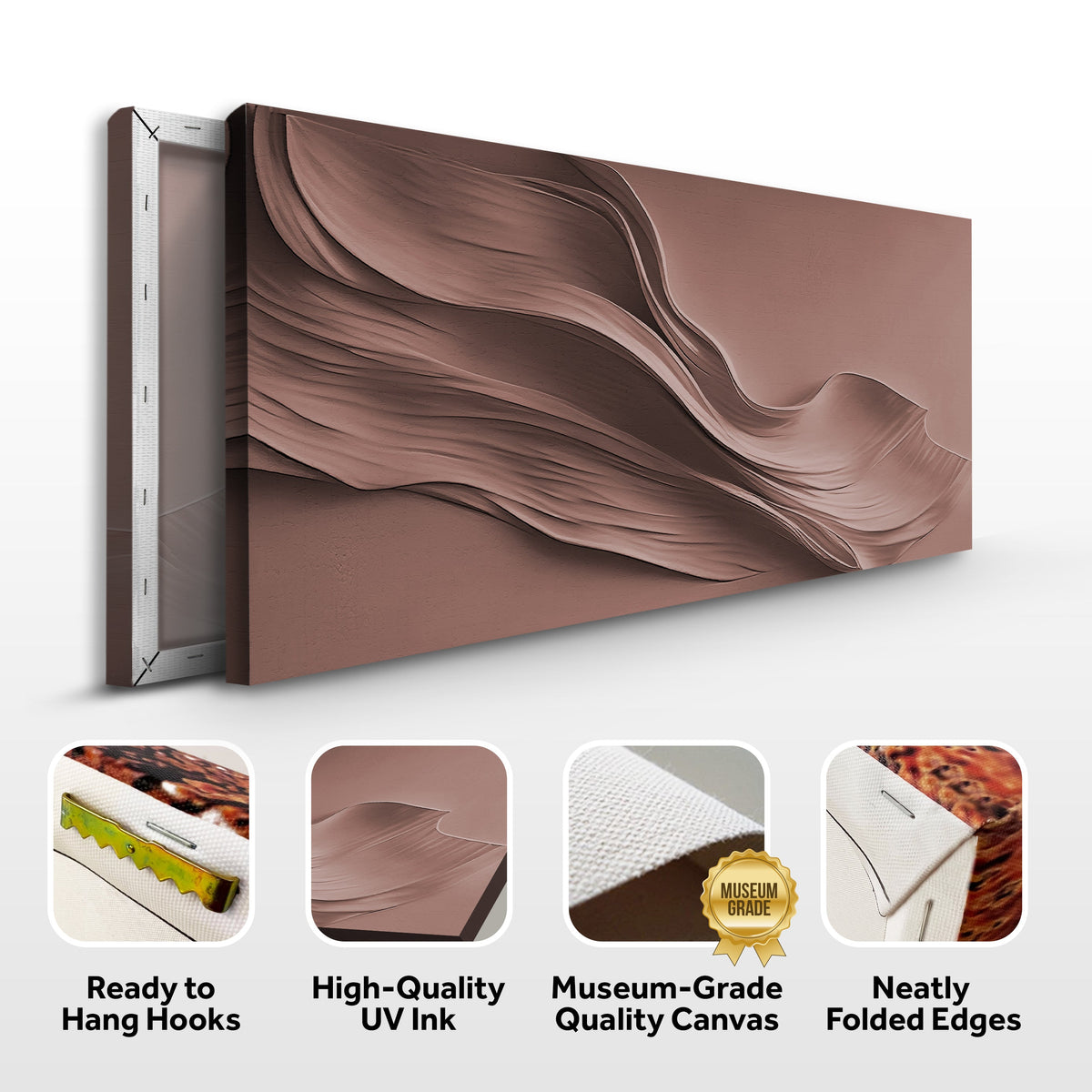 Warm Terracotta Minimalist Canvas Wall Art – Panoramic Gallery Wrap – view 8