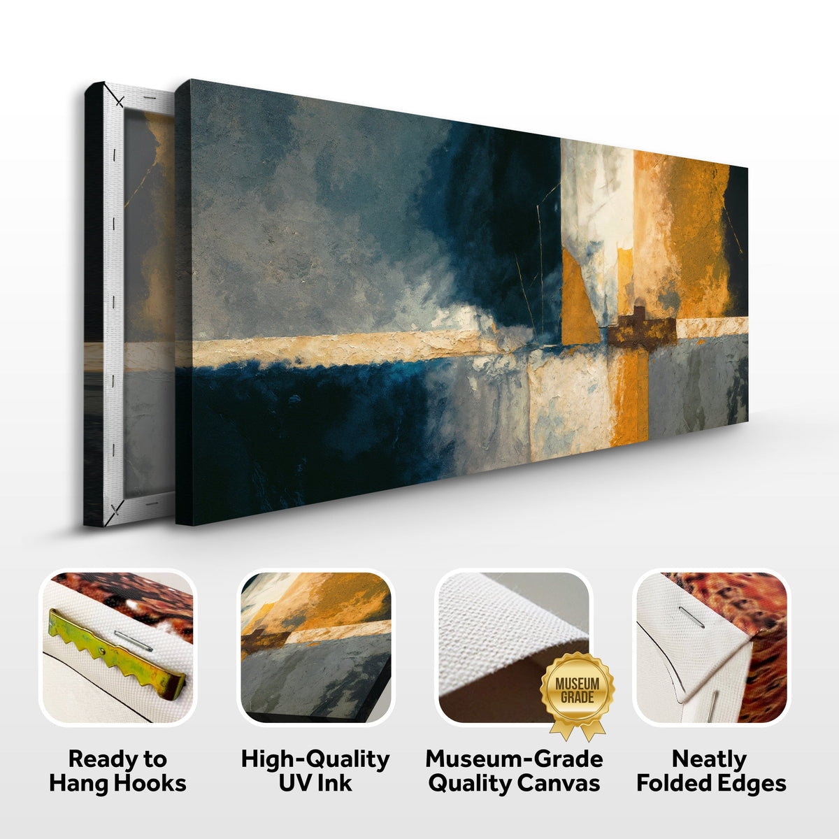 Abstract Geometric Lines Canvas Wall Art, Wide Panoramic Format – view 8