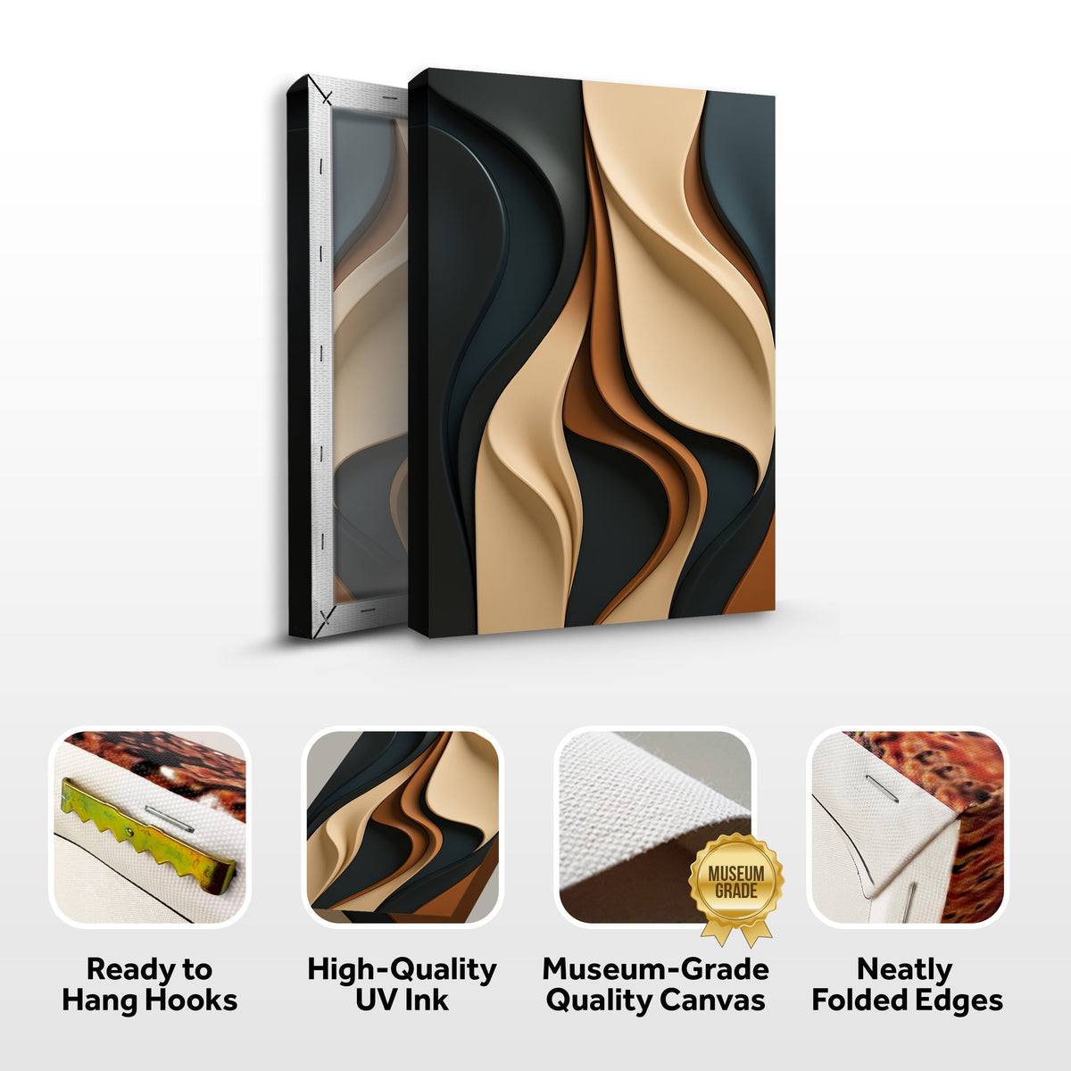 Modern Abstract Minimalist Canvas Wall Art, Vertical Gallery Wrapped – view 8