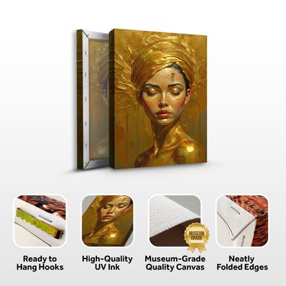 Woman's Golden Serenity Canvas Wall Art – Gallery Wrapped Print – view 8