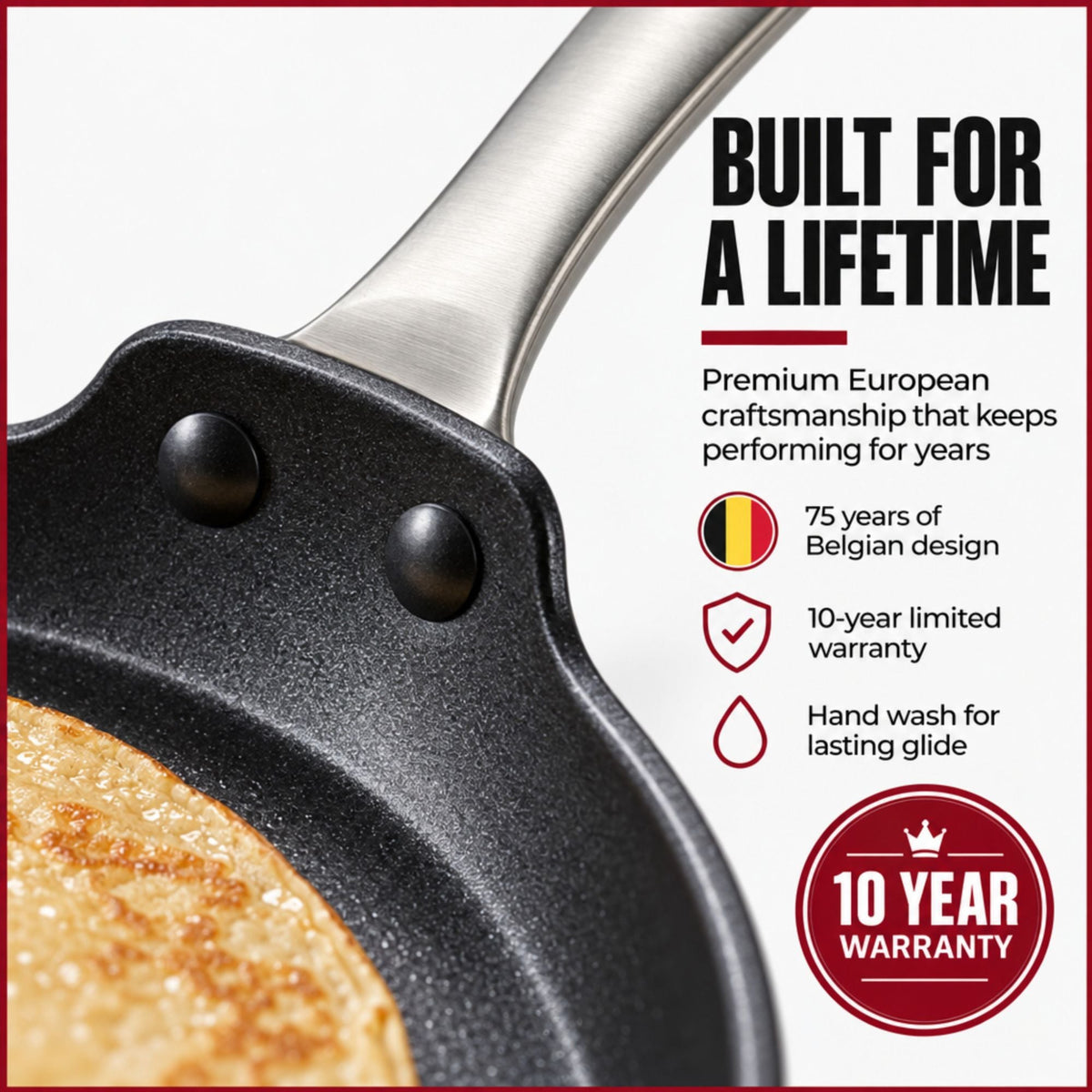 10-Inch Ceramic Nonstick Crepe and Pancake Pan, Induction Ready – view 5