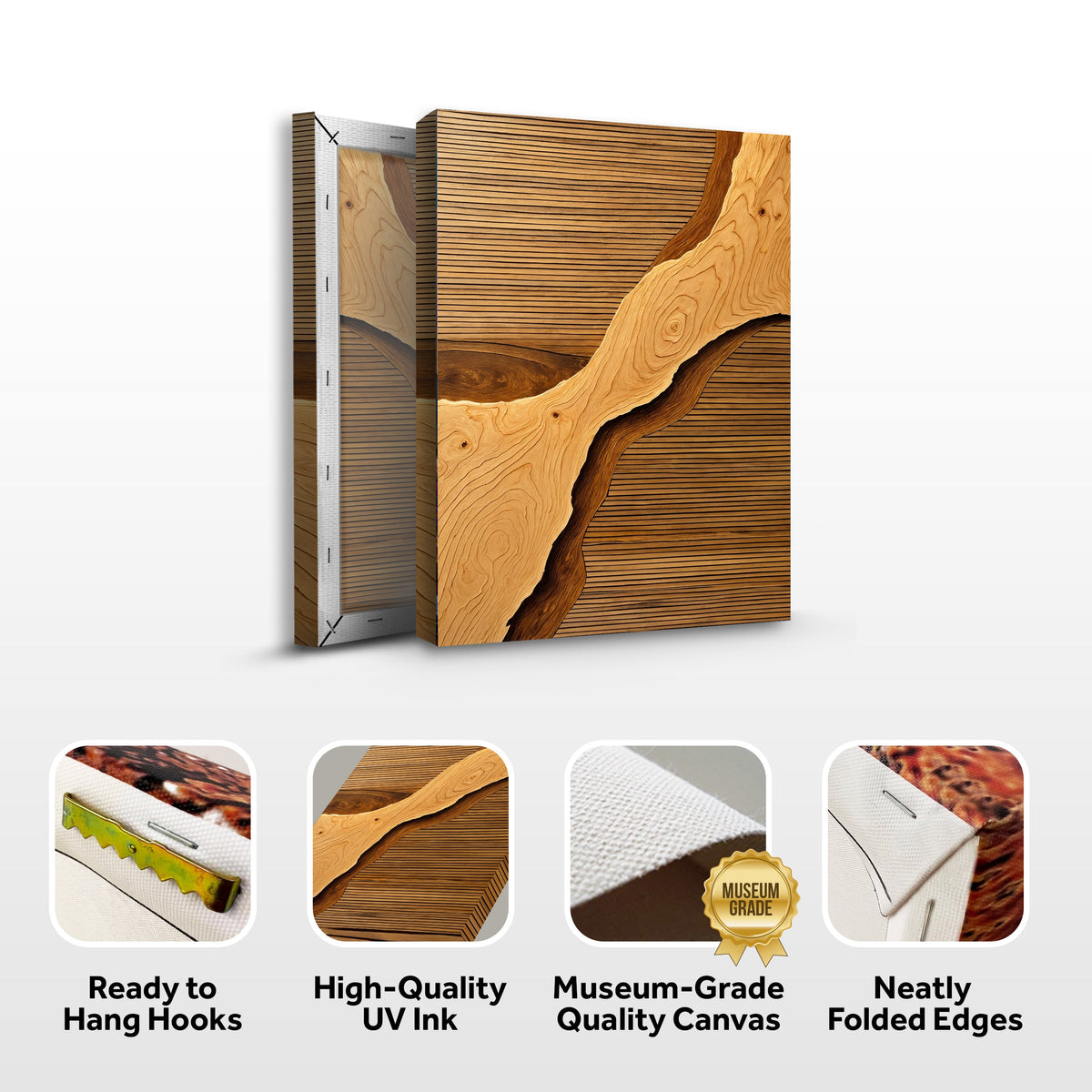 Wood Rift Abstract Canvas Wall Art – Premium Gallery Wrapped Print – view 8