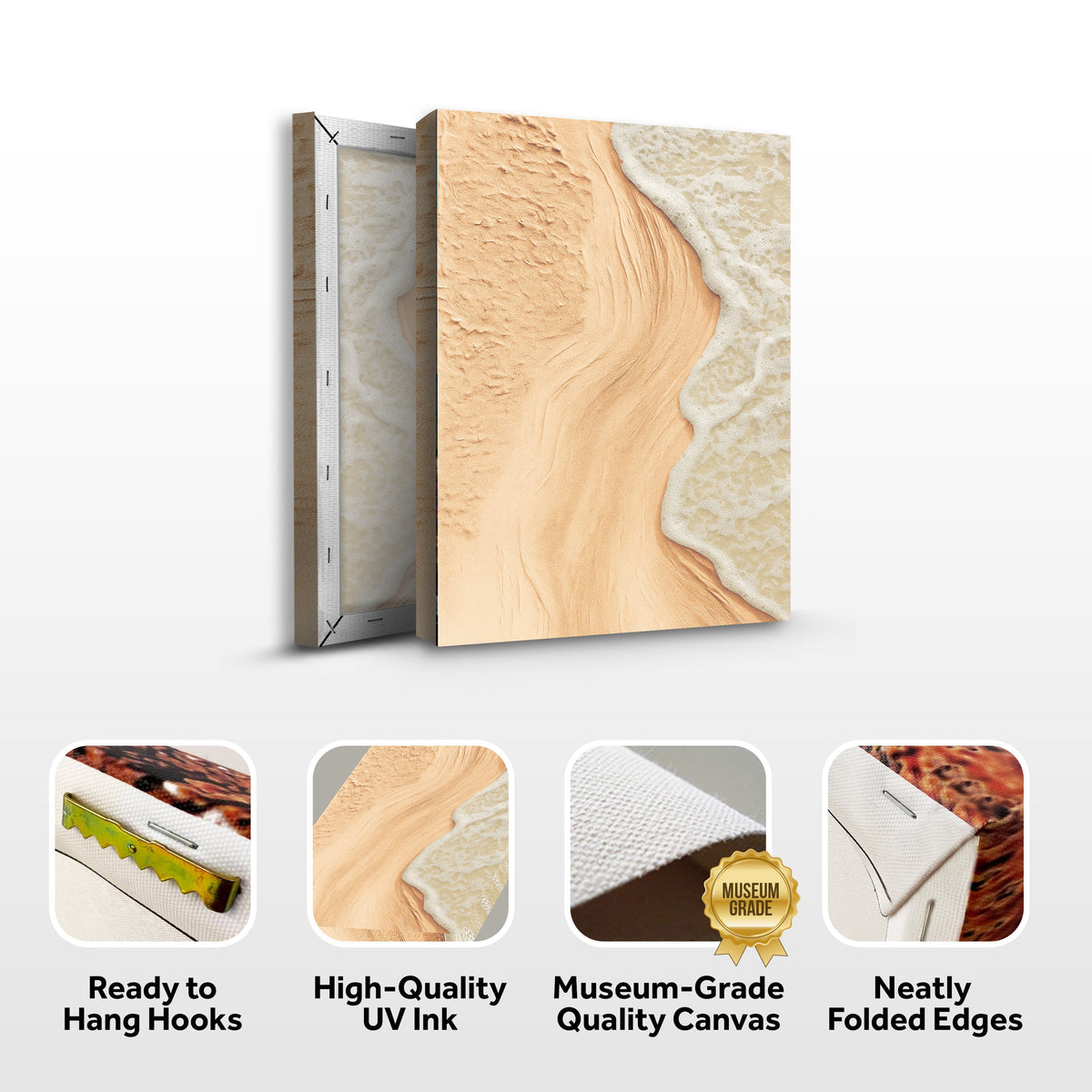 Beige Beach Coastal Canvas Wall Art, Premium Gallery Wrapped – view 8