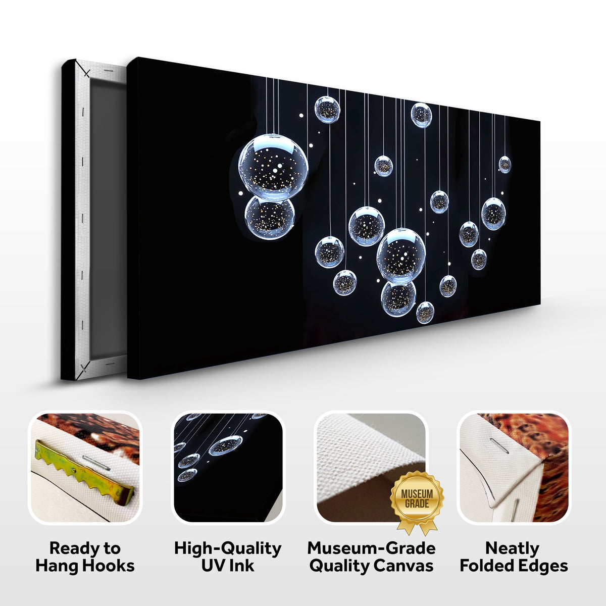 Modern Abstract Bubbles Canvas Wall Art, Wide Gallery Wrapped – view 8