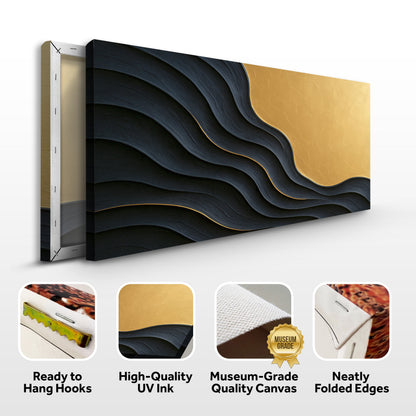 Black and Gold Minimalist Abstract Canvas Wall Art XII, Wide Format – view 8