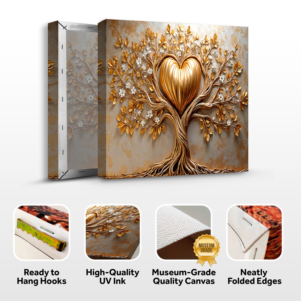 Golden Tree Heart Canvas Wall Art, Premium Gallery Wrapped – view 8
