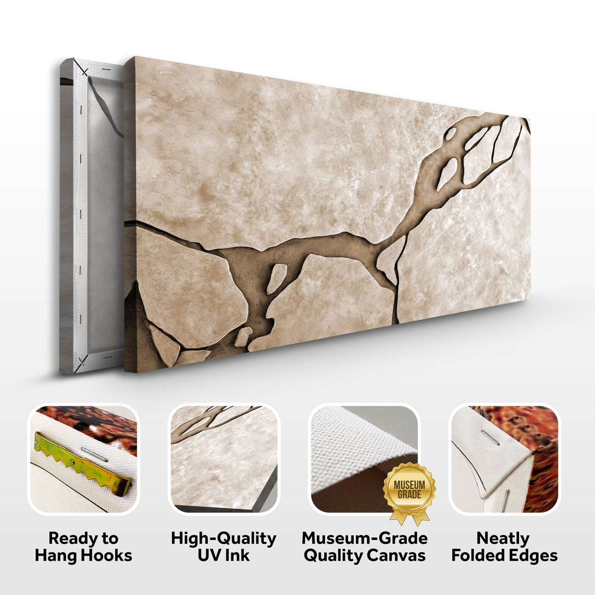 Muddy Abstract Earth Tone Canvas Wall Art, Wide Gallery Wrapped – view 8