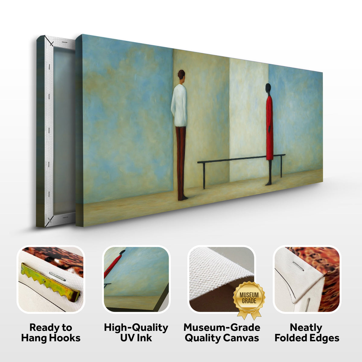 Confrontation Abstract Canvas Wall Art, Wide Gallery Wrapped – view 8