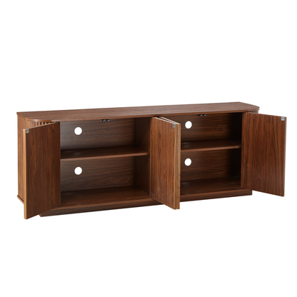 64 Inch Walnut Sideboard Storage Cabinet with Wave Pattern Doors – view 10