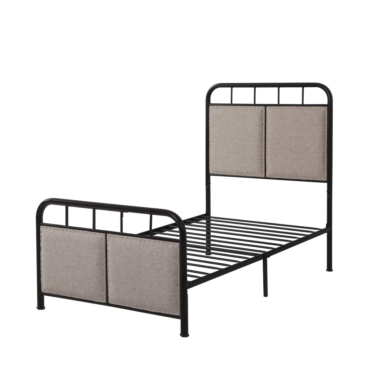 Twin Size Linen Upholstered Metal Platform Bed Frame – view 5