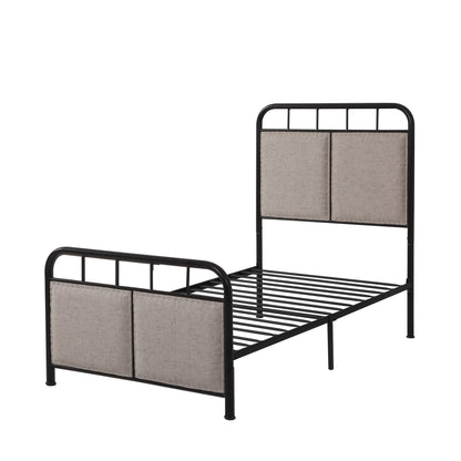 Twin Size Linen Upholstered Metal Platform Bed Frame – view 5