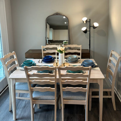 Farmhouse Dining Table Set with Upholstered Ladder-Back Chairs, Seats 4–6 – view 22