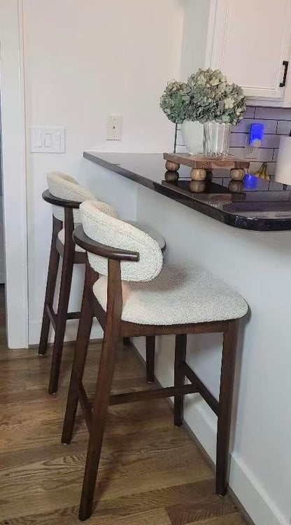 30" Mid-Century Modern Upholstered Bar Stools, Solid Wood, Set of 2 – view 17