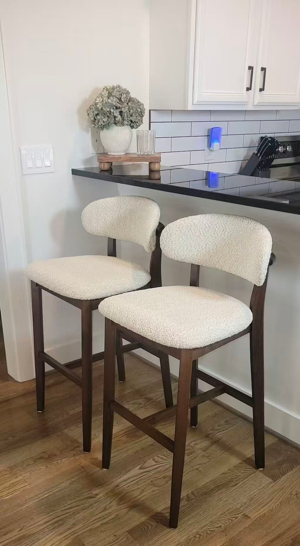 30" Mid-Century Modern Upholstered Bar Stools, Solid Wood, Set of 2 – view 15