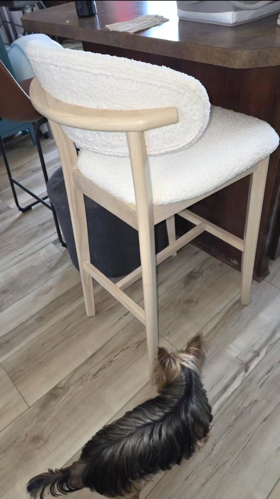 30" Mid-Century Modern Upholstered Bar Stools, Solid Wood, Set of 2 – view 16