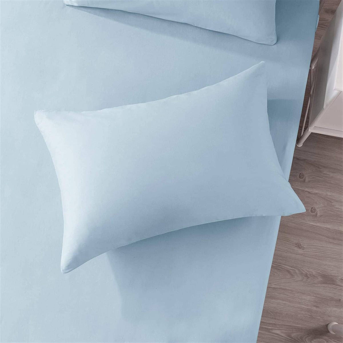 Light Sky Blue 100% Cotton Fitted Sheet and Pillowcase Set – view 4