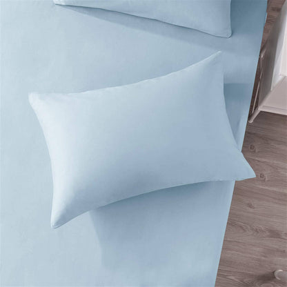 Light Sky Blue 100% Cotton Fitted Sheet and Pillowcase Set – view 4