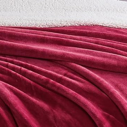 Soft Red Microfleece and Sherpa Throw Blanket – view 4