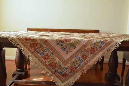 Morning Meadow Colorful Floral Country Rustic Woven Tablecloth – view 5