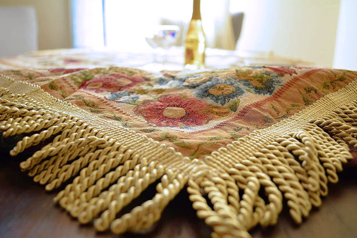 Morning Meadow Colorful Floral Country Rustic Woven Tablecloth – view 6