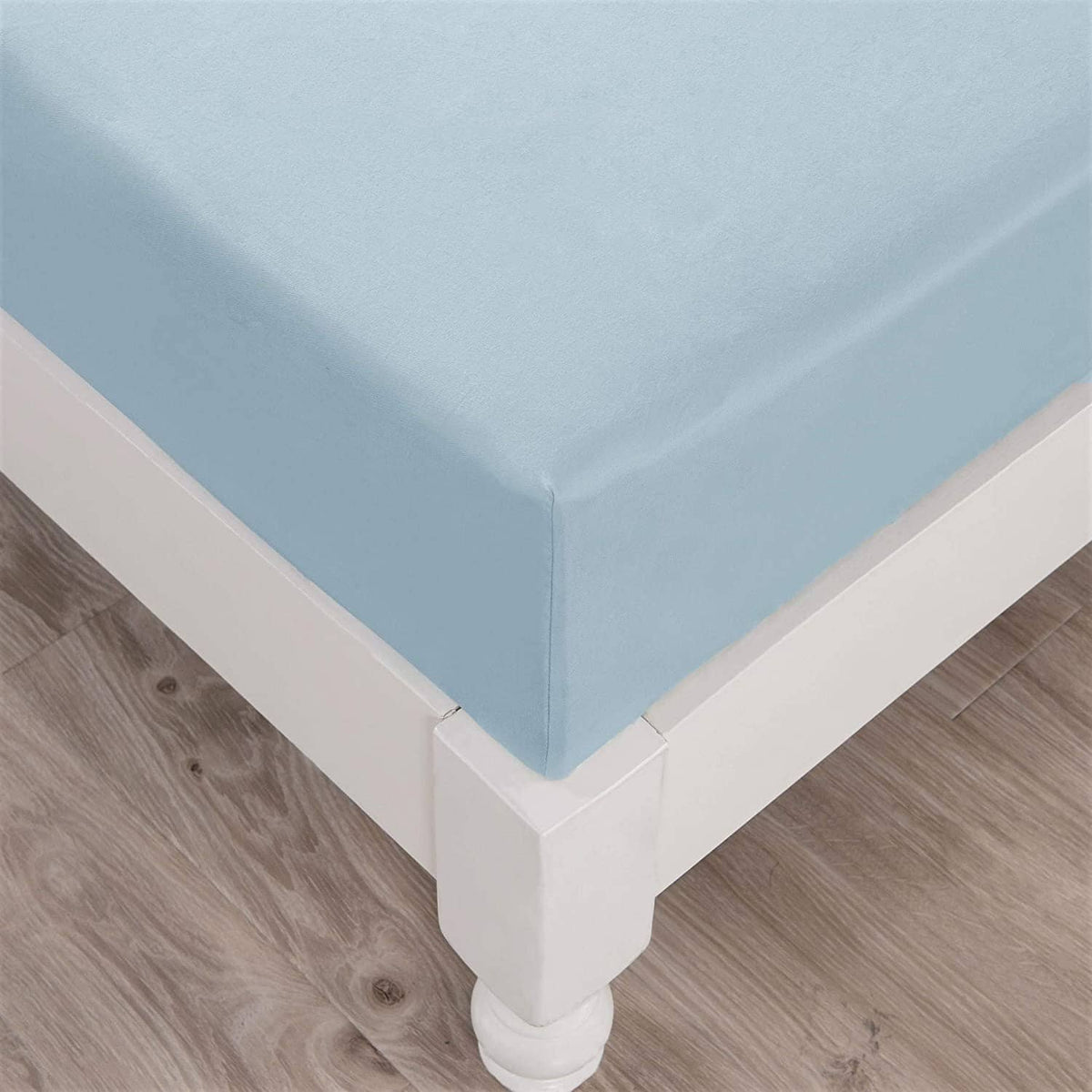 Light Sky Blue 100% Cotton Fitted Sheet and Pillowcase Set – view 5