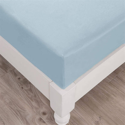 Light Sky Blue 100% Cotton Fitted Sheet and Pillowcase Set – view 5