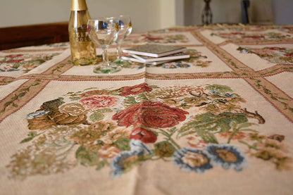 Morning Meadow Colorful Floral Country Rustic Woven Tablecloth – view 4