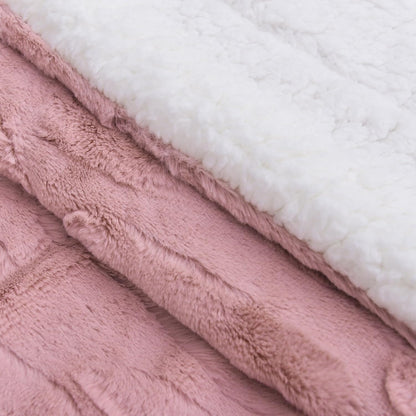 Dusty Muted Pink Faux Fur and Sherpa Throw Blanket – view 3