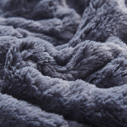 Navy Blue Diamond Trellis Faux Fur and Sherpa Throw Blanket – view 7