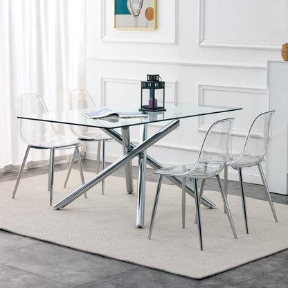 Modern Clear Transparent Dining Chairs with Silver Legs, Set of 6 – view 11