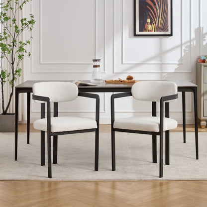 Upholstered Dining Arm Chairs with Metal Legs, Set of 2 – view 7