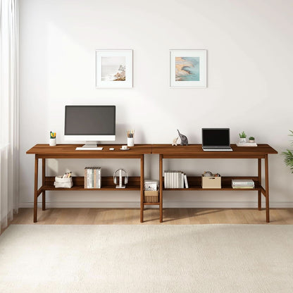 79-Inch Walnut Two-Person Desk, Extended Home Office Workstation – view 8