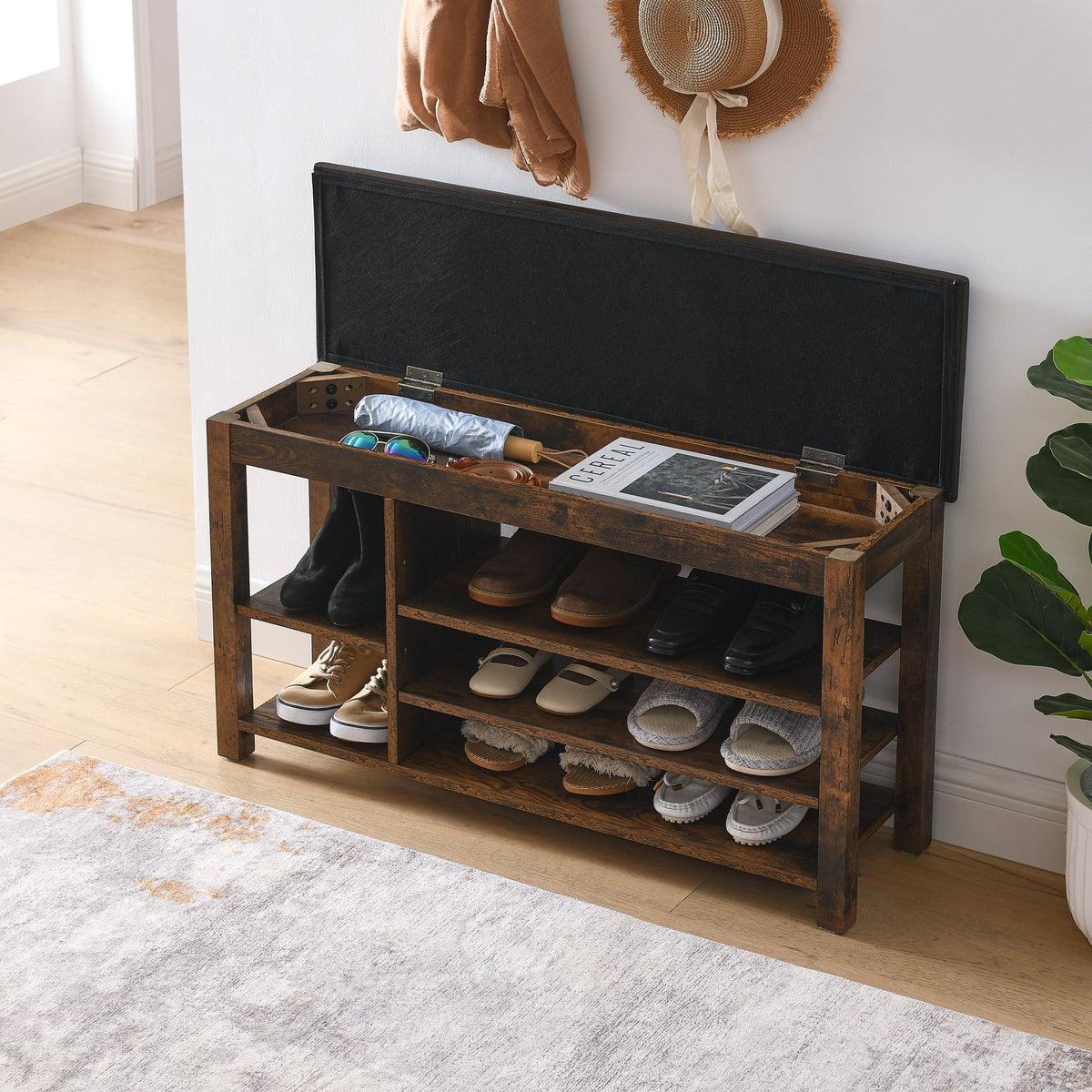 Height-Adjustable Shoe-Changing Bench with Hidden Storage, Nordic Style – view 6