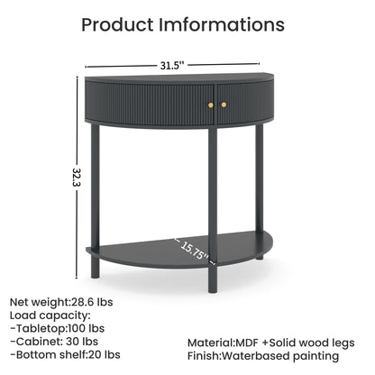Demi Lune Half-Moon Console Table with 2 Storage Drawers – view 9