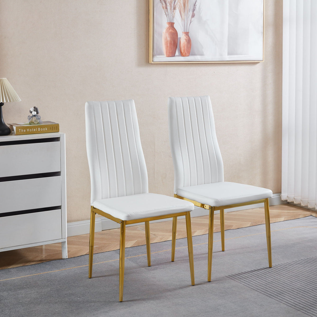 Modern Faux Leather Dining Chairs with Metal Frame, Set of 4 – view 4