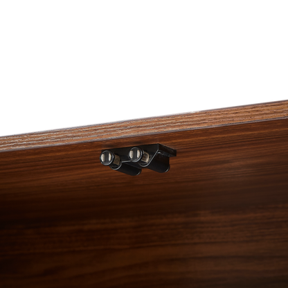 64 Inch Walnut Sideboard Storage Cabinet with Wave Pattern Doors – view 14