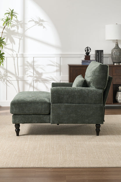Modern Green Upholstered Chaise Lounge Recliner Chair with Solid Wood Frame – view 5