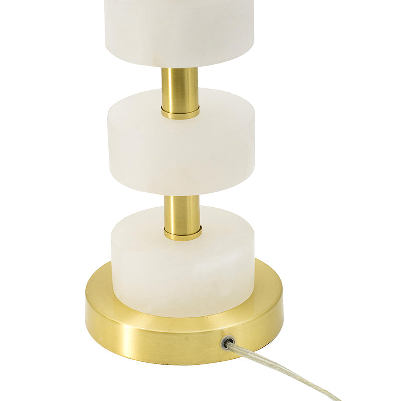 Marble Table Lamp with Brass Frame and White Fabric Drum Shade – view 7