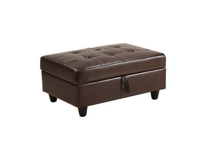 3-Piece Brown Faux Leather Sectional Sofa with Chaise and Ottoman – view 4