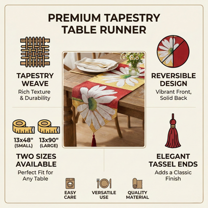 Loves Me Not Daisy Woven Tapestry Table Runner for Spring – view 3