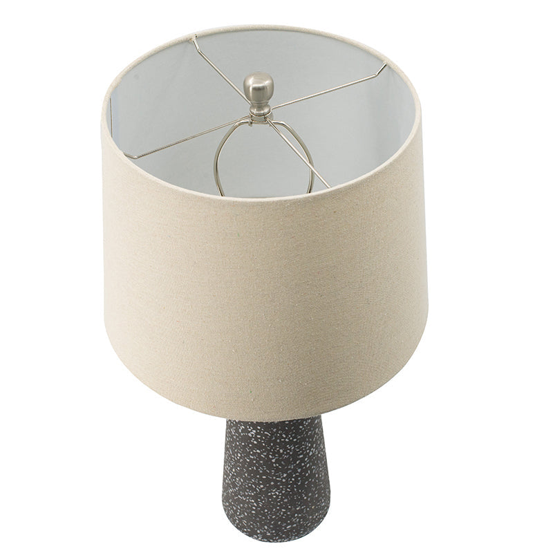 Artisan Multicolor Glass Table Lamp with Linen Shade, Black and Beige – view 7